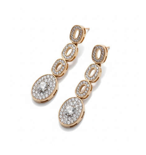 گوشواره ژوپینگ مدل آویز بیضی نگیندار