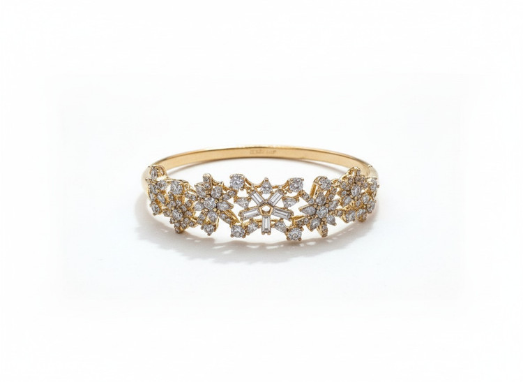 دستبند النگویی ژوپینگ مدل فلاوربرفی نگیندار