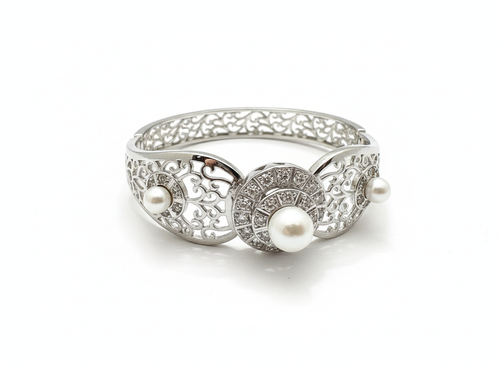 دستبند ژوپینگ مدل النگویی مرواریدی نگیندار