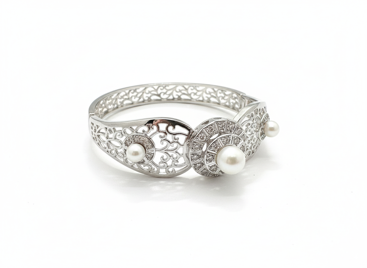 دستبند ژوپینگ مدل النگویی مرواریدی نگیندار